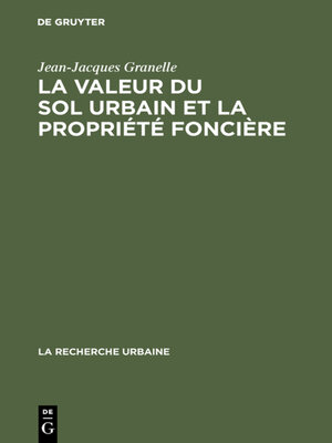 cover image of La valeur du sol urbain et la propriété foncière